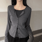 [Y2K Preppy Style] Stripe Layered Cardi Set 