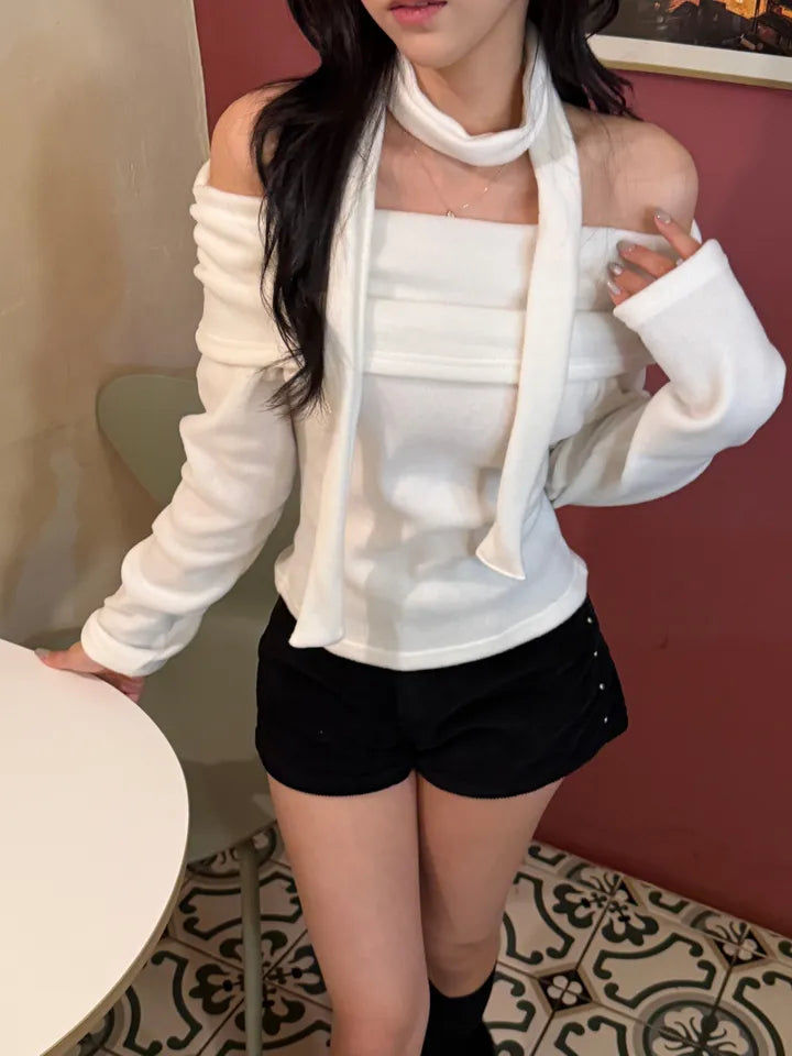 Breezy Off Shoulder Scarf Set 