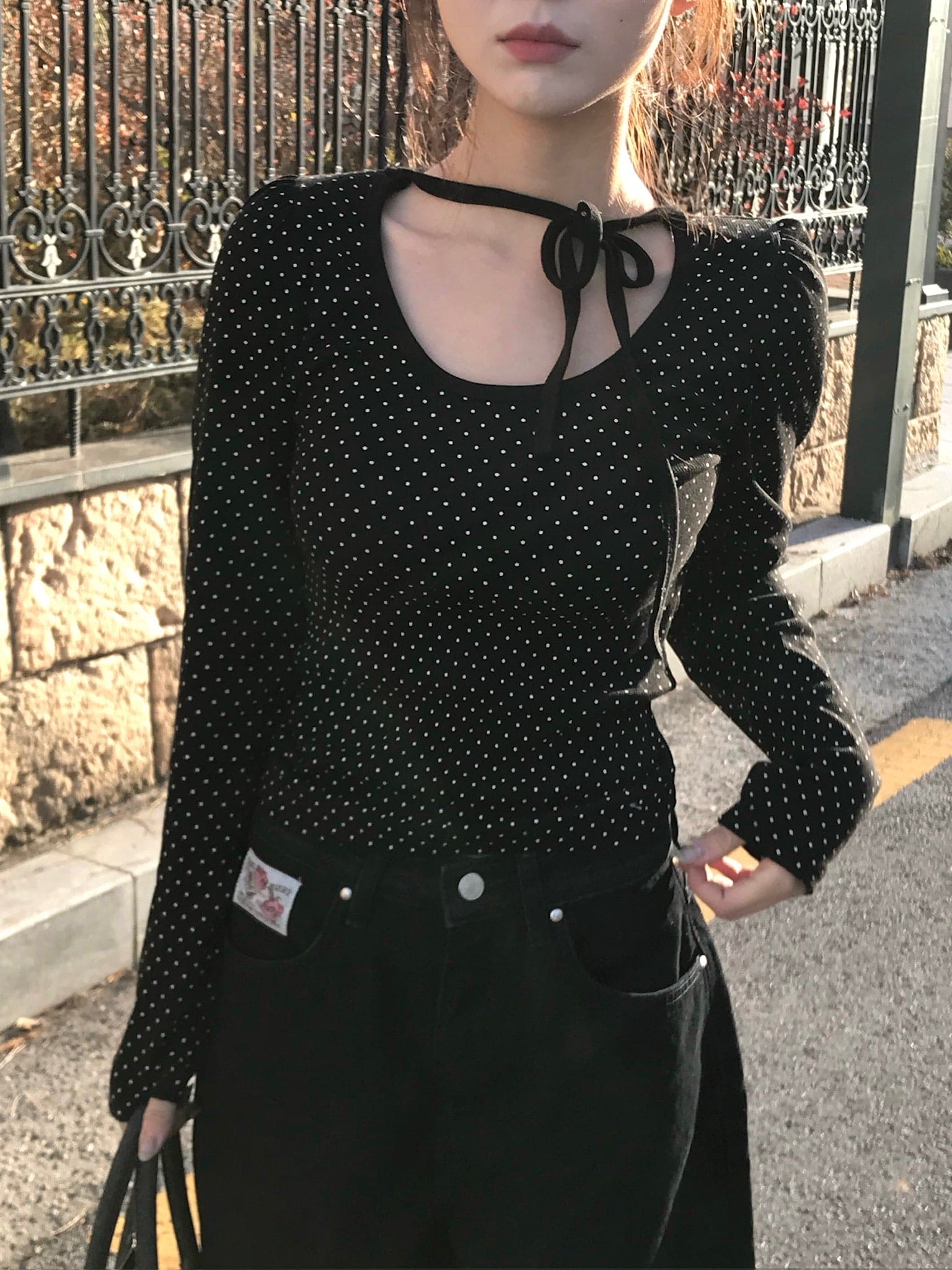 【🖤Sweet and Cool Touch】Dot Choker Top 