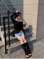 【y2k vibe】Unbalanced Loose Fit Knitwear 