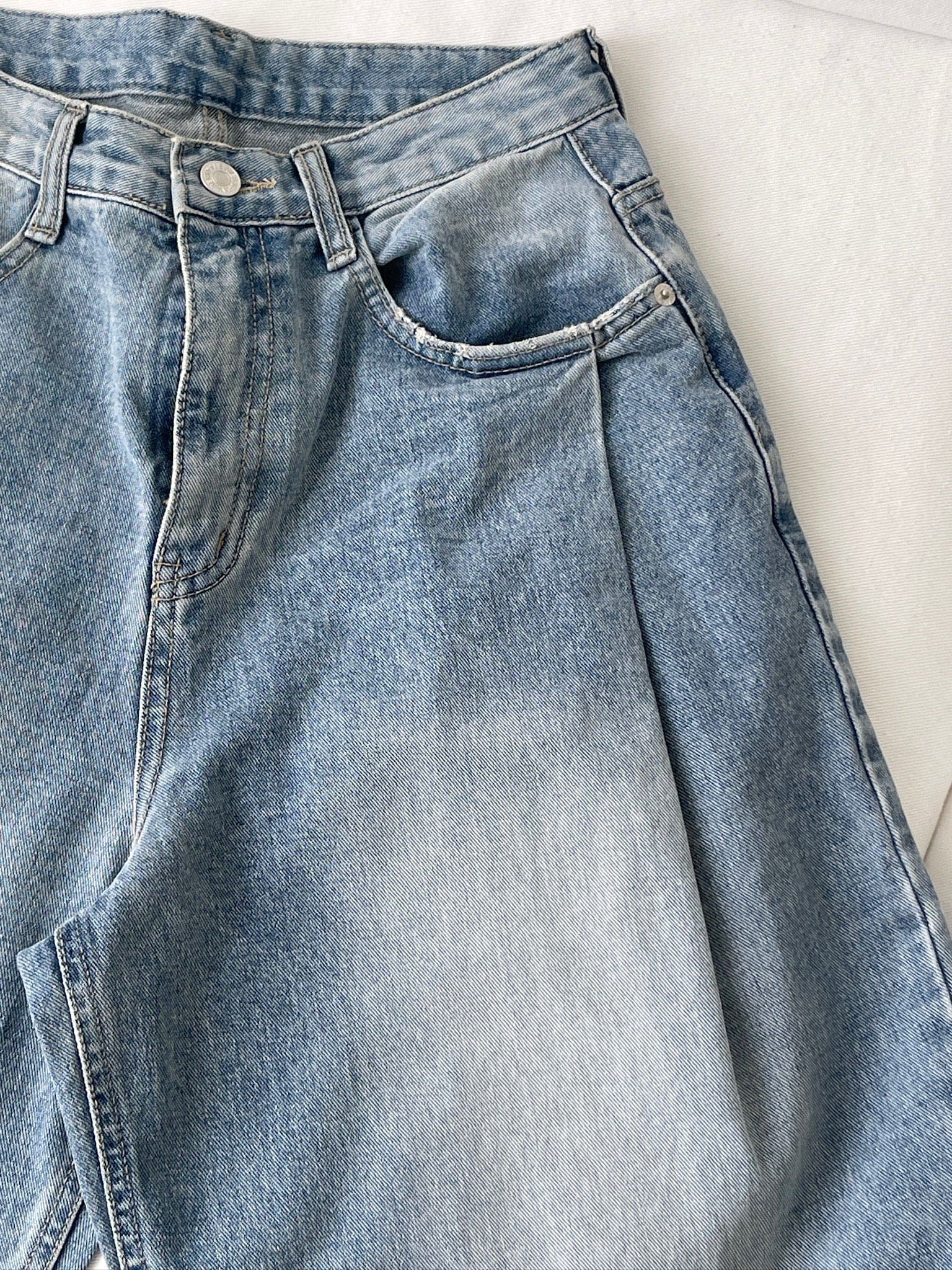 [Lazy Style] Pintuck Balloon Wide Denim