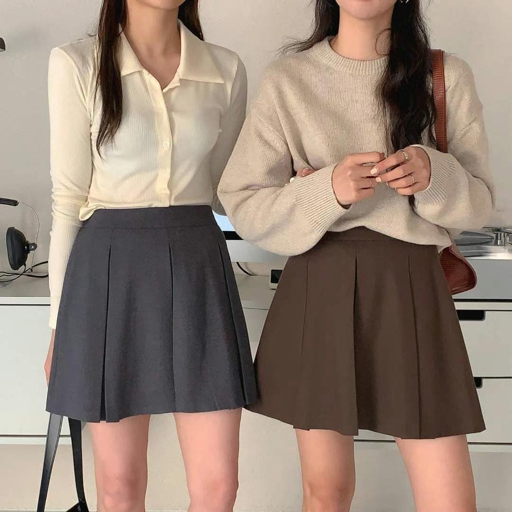 Thick pleated skirt for autumn and winter