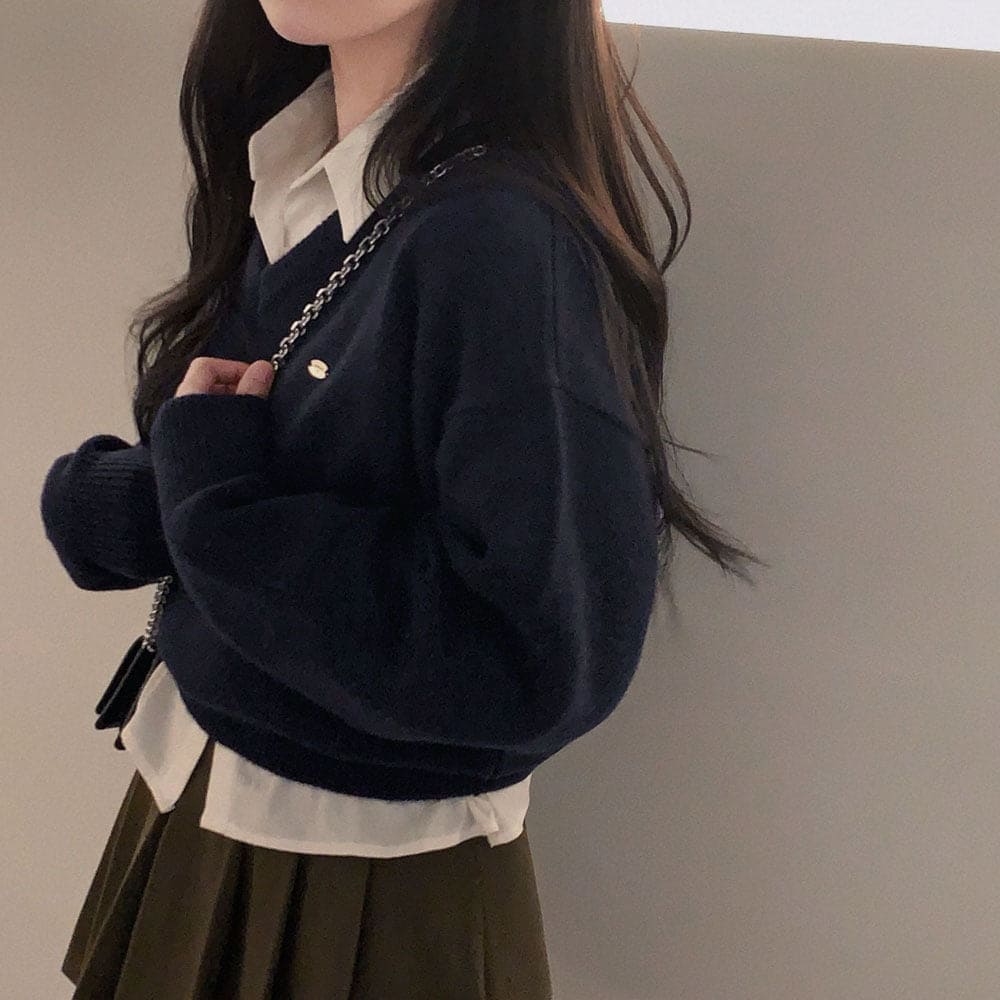 【🌷New Spring Arrivals】Label V-Neck Knit 