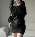 [Y2K Preppy Style] Stripe Layered Cardi Set 