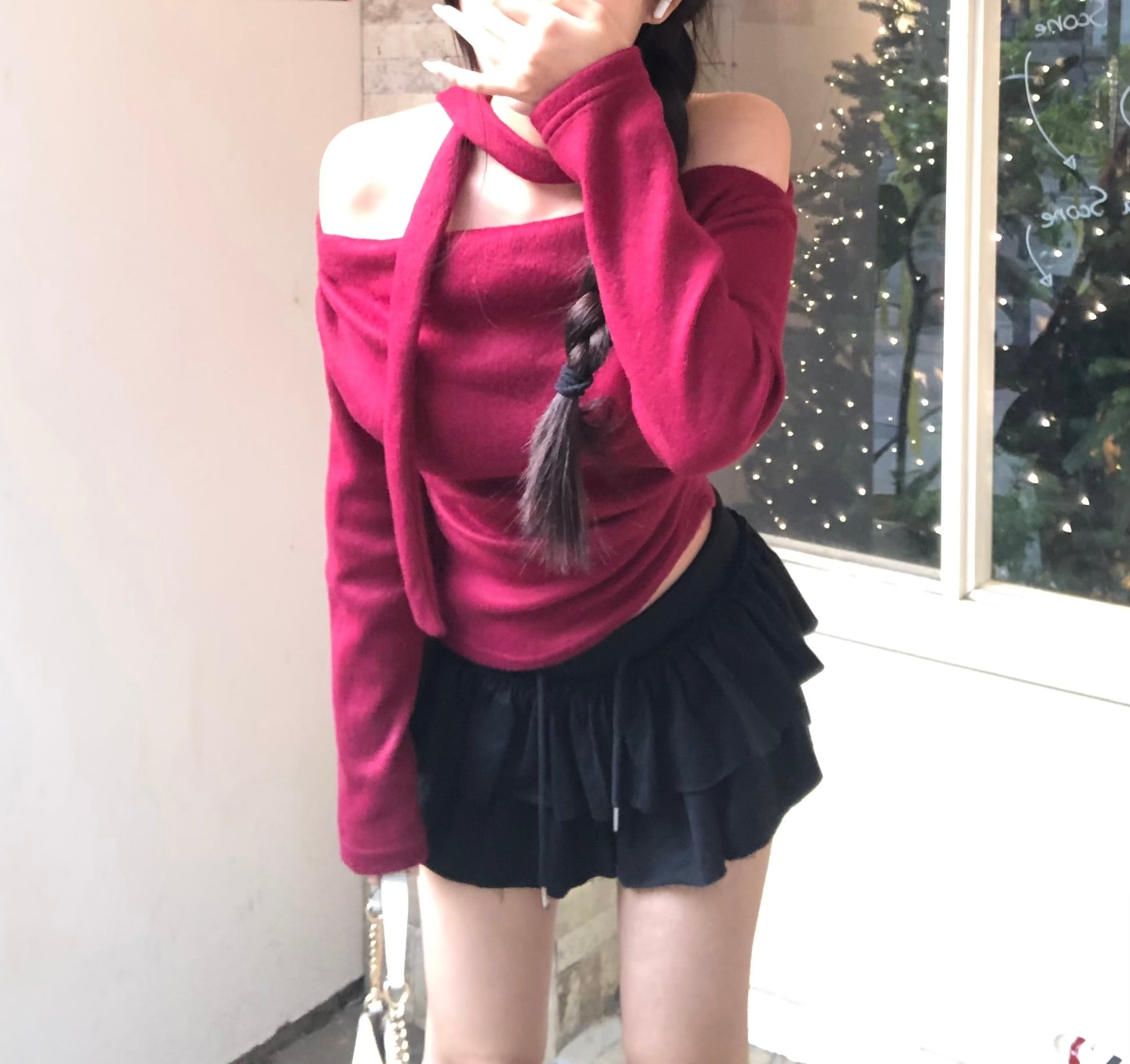 【Sweet Snowflakes】Off-Shoulder Tie Set 