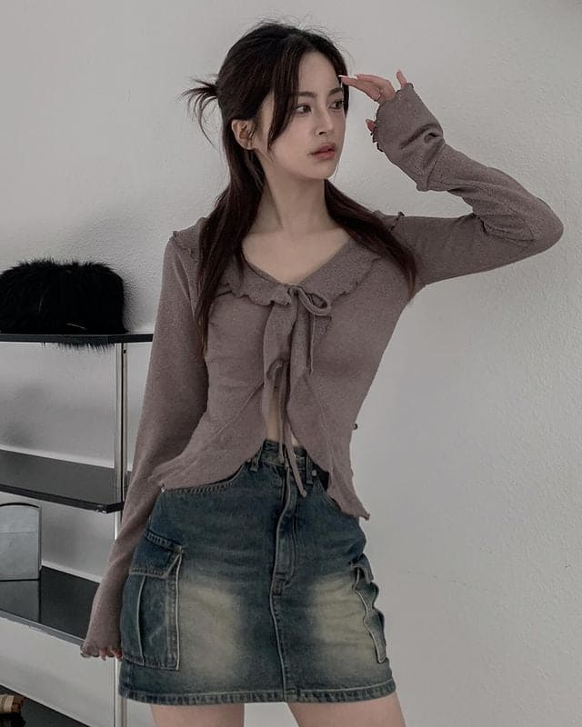 【🩶Korean Style Sexy】Ribbon Cardigan 