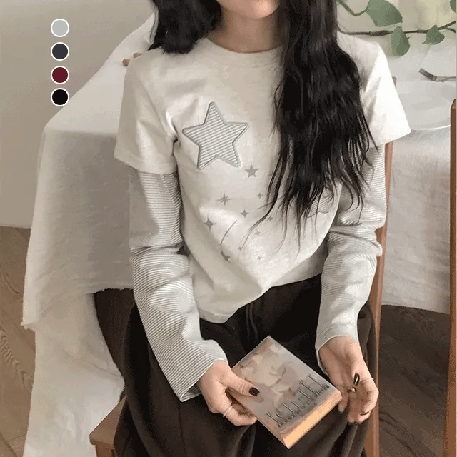 【層疊穿搭】Layered Star Patch Tee