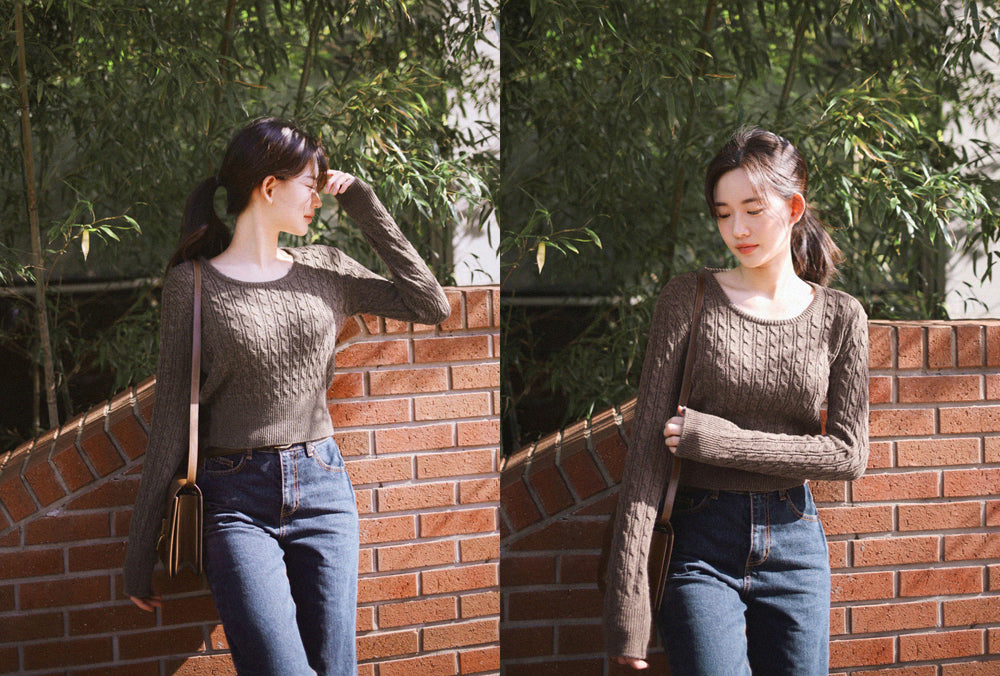 【🌷Soft】Pretzel Cable U-Neck Knit