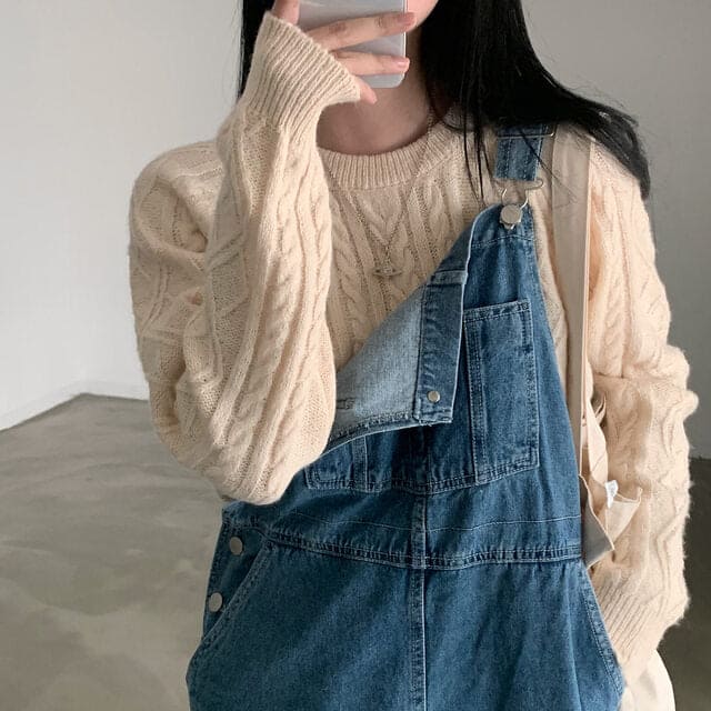 Autumn/Winter Color-Coated Cable Knit Tops