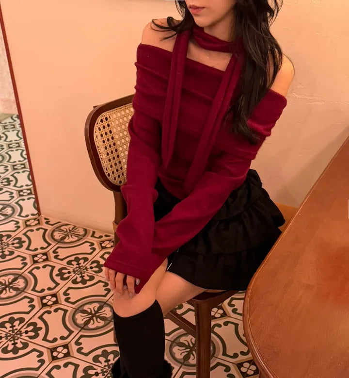 Breezy Off Shoulder Scarf Set 