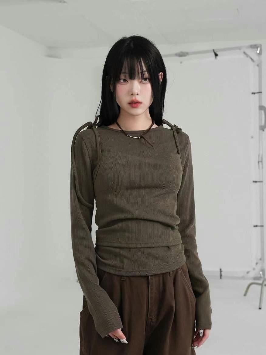 【🤎y2k vibe】Layered Top Set 