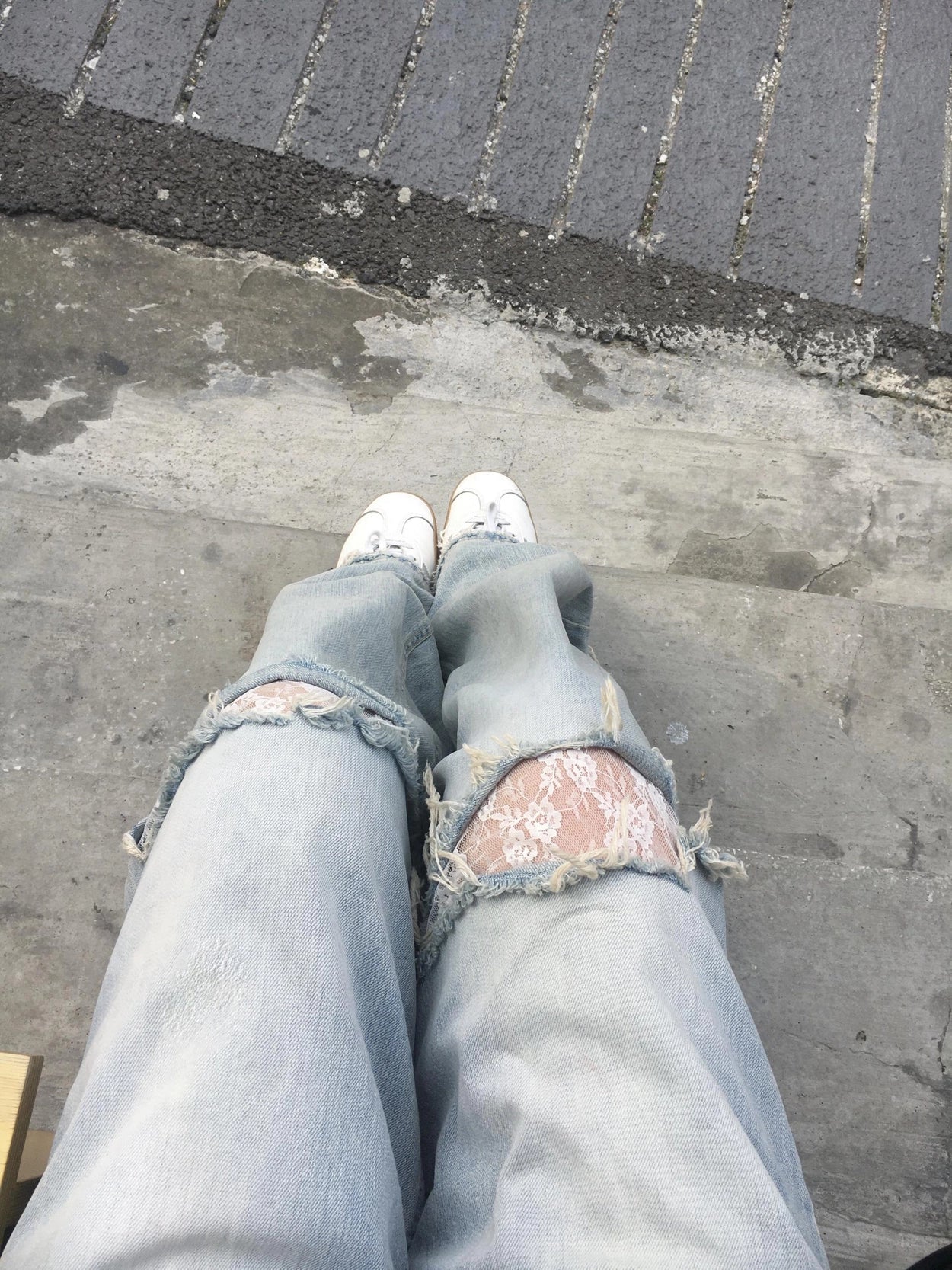【OOTJ】Damaged Washing Wide Denim 