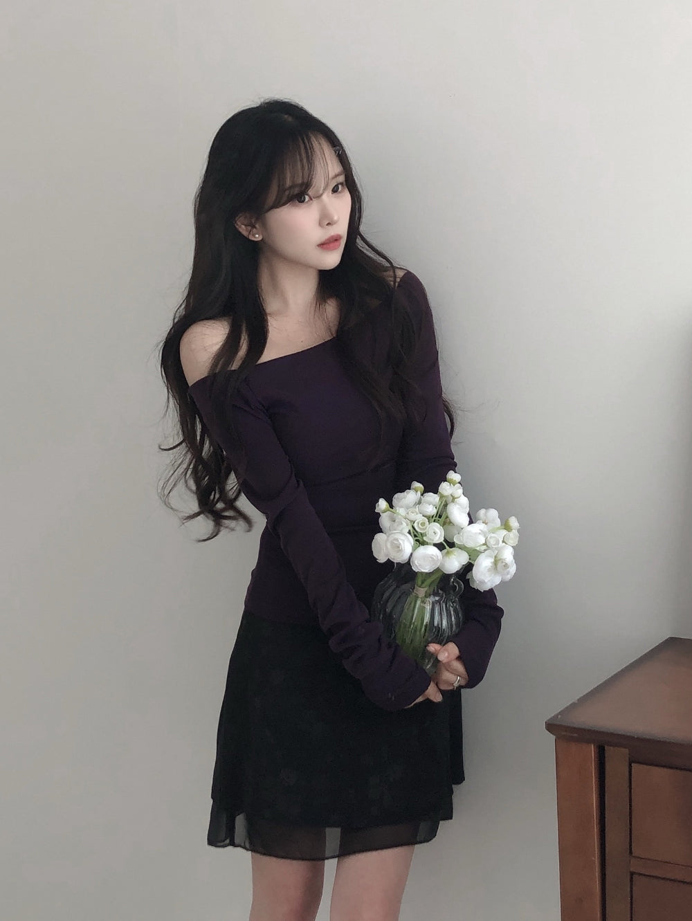 [Easy to Wear] Basic Off Shoulder Top 