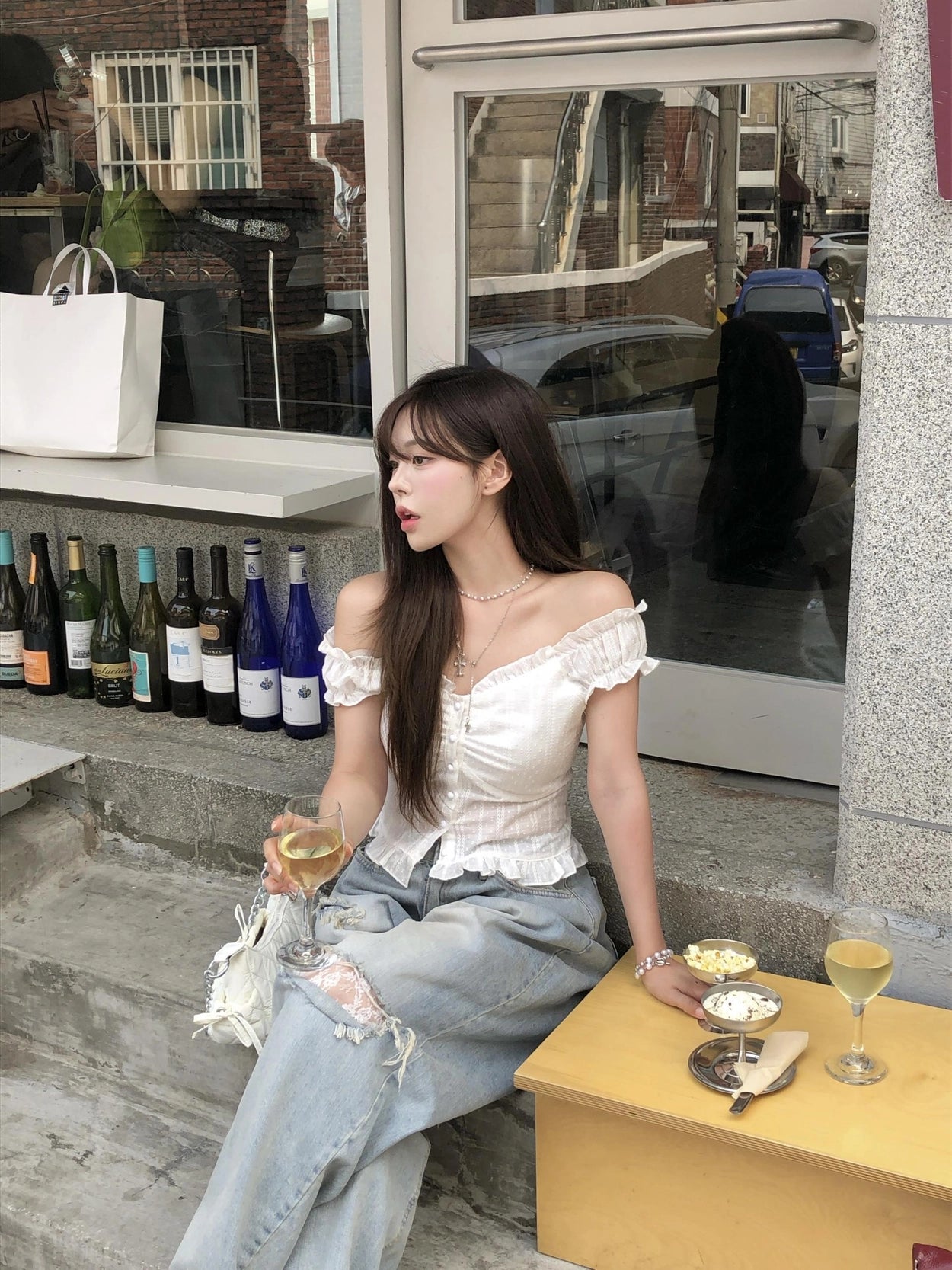 【OOTJ】Damaged Washing Wide Denim 