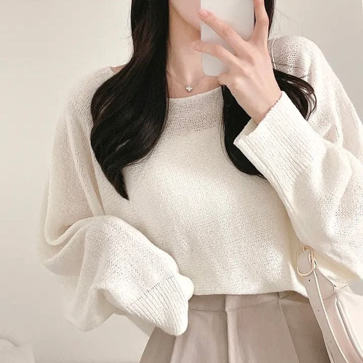 Orders surge! Basic loose-fitting knit long-sleeved shirt