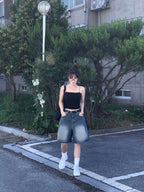 [Lazy Style] Balloon Denim Half Pants