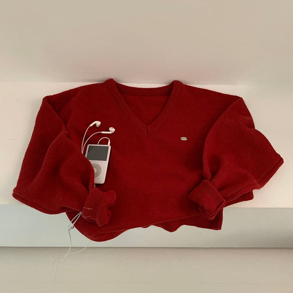 【🌷New Spring Arrivals】Label V-Neck Knit 