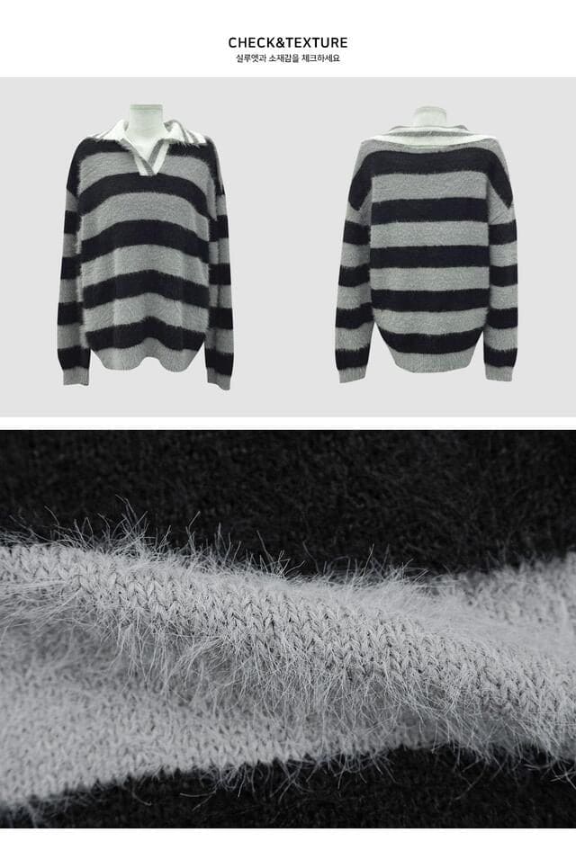【🧶Comfortable and Soft】Angora Stripe Knit 