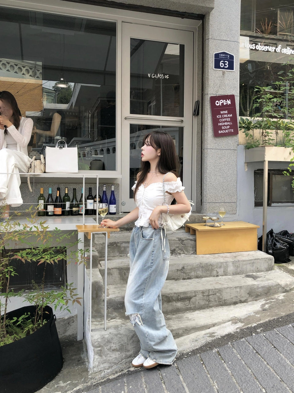 【OOTJ】Damaged Washing Wide Denim 