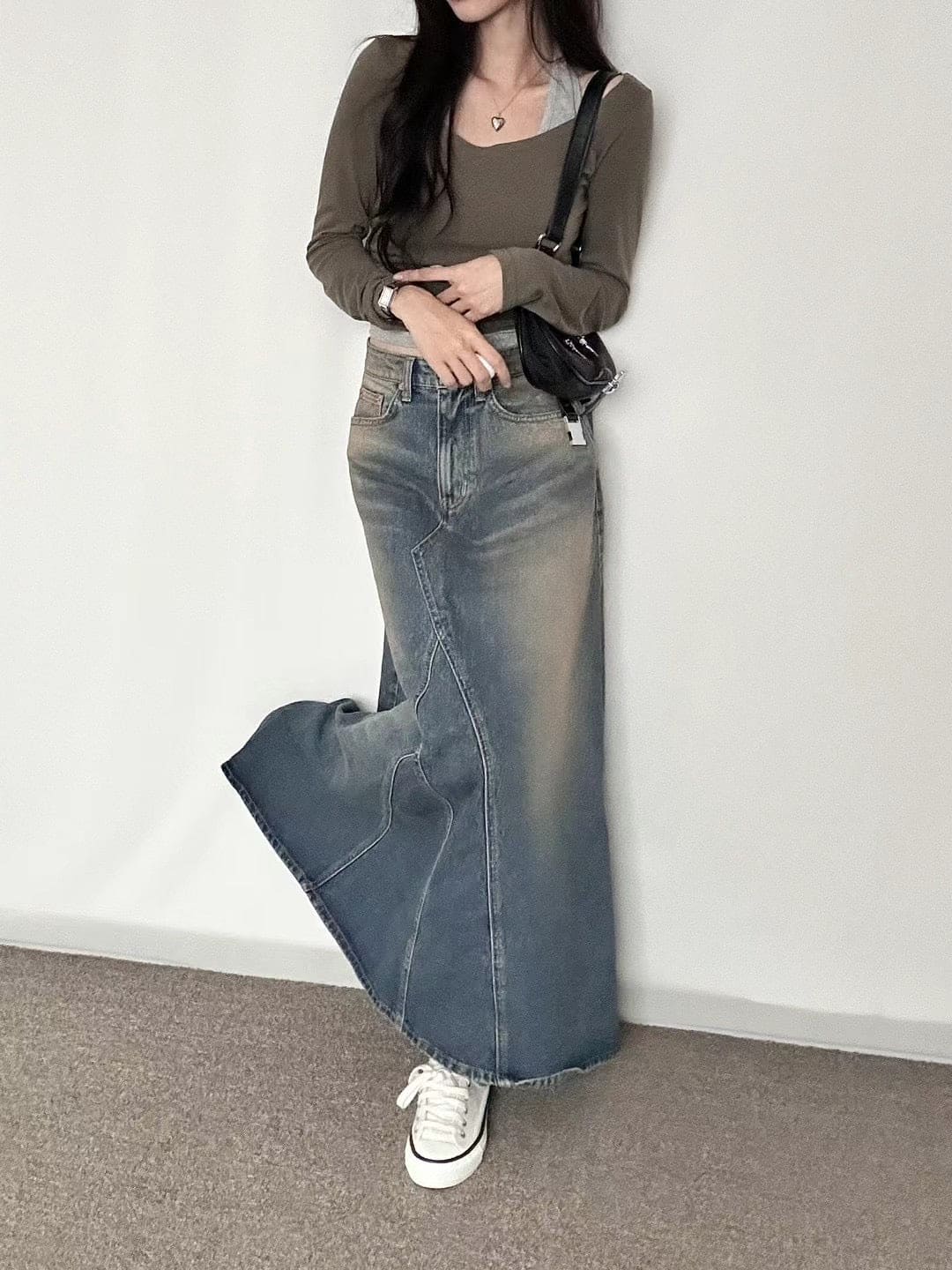 Rocher Maxi Denim Skirt 