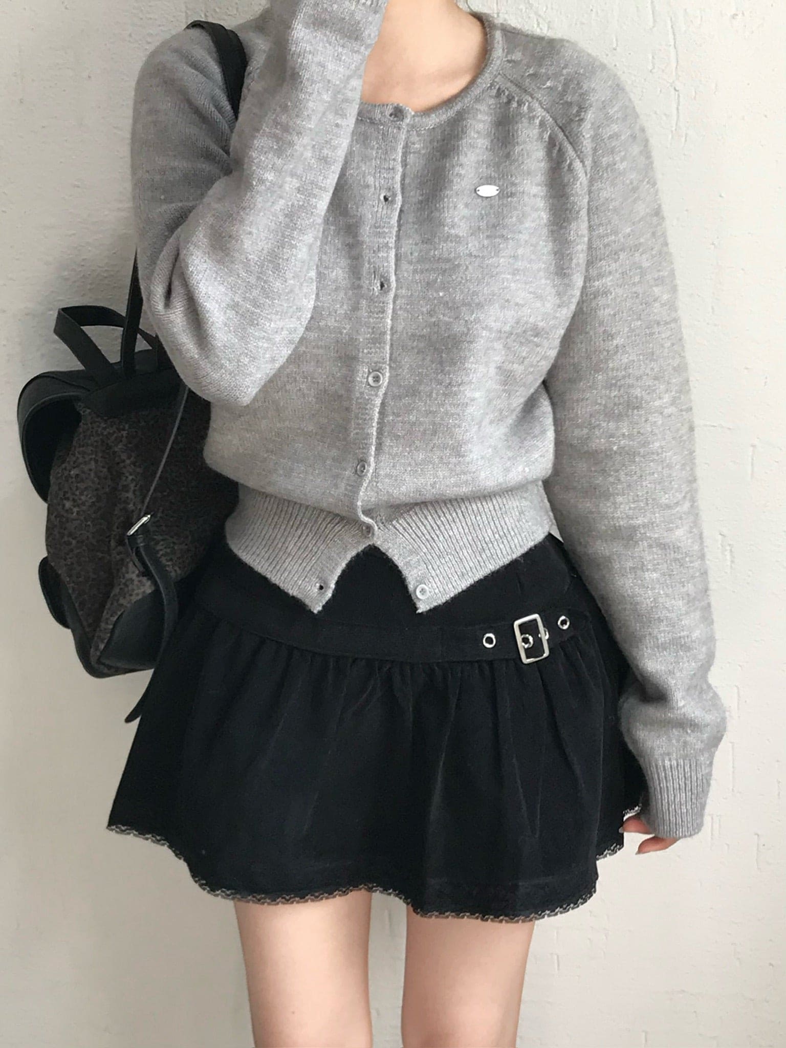 【🤎y2k vibe】Suede Lace Belt Skirt 