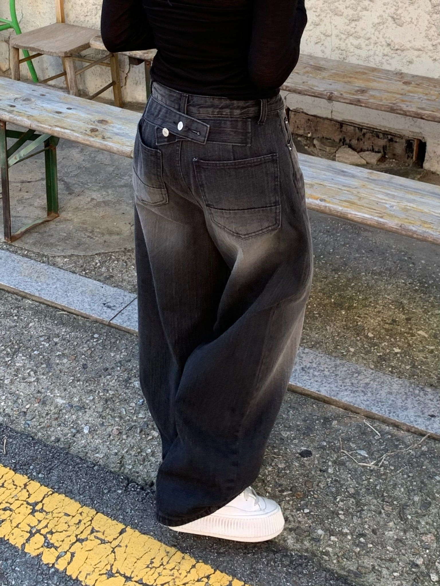 【🖤y2k vibe】Back Wide Jeans