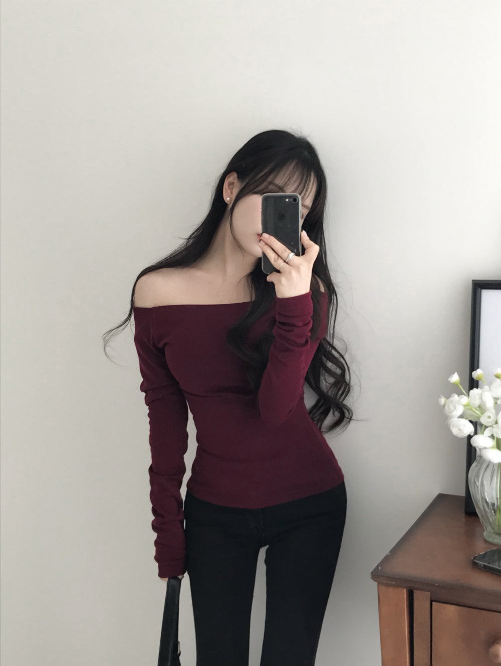 [Easy to Wear] Basic Off Shoulder Top 