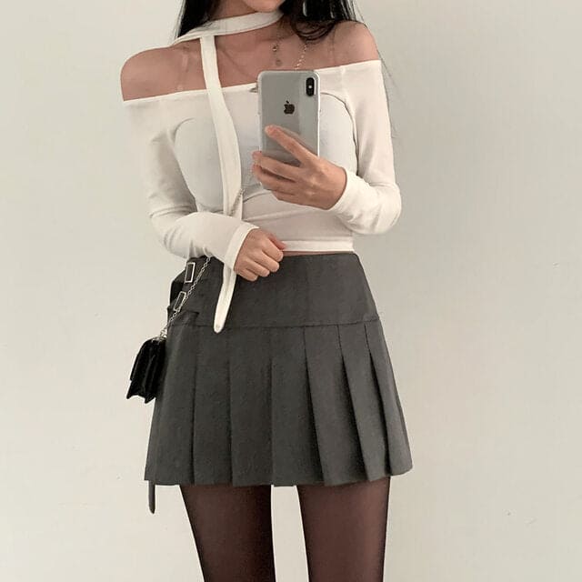 Tie Strap Off Shoulder Set 