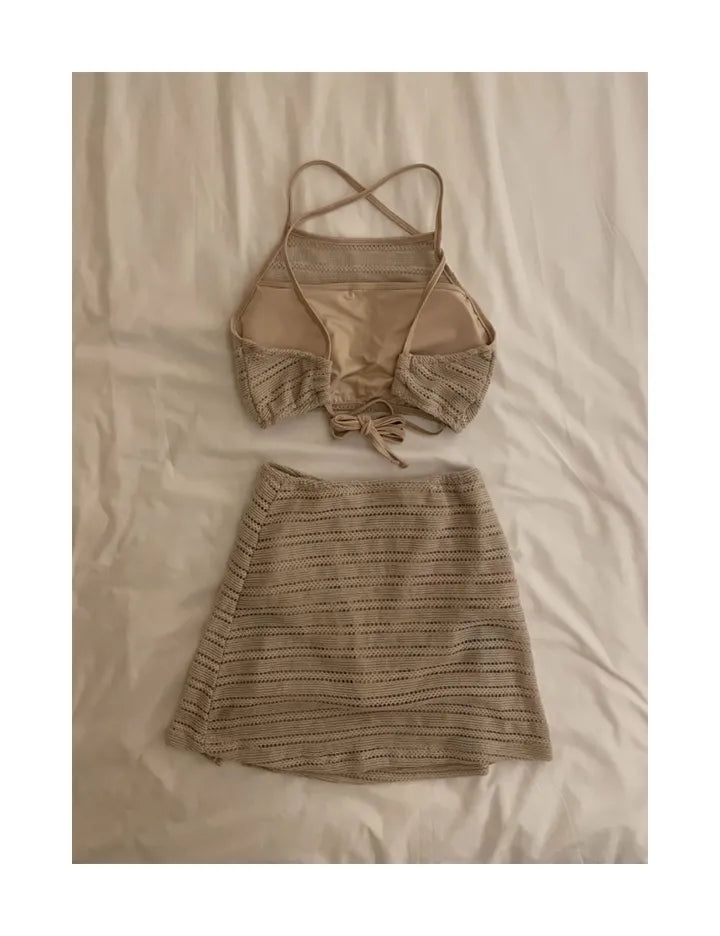 【Elegant and Sweet】Crochet Skirt Bikini 
