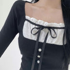 【🖤Trending Y2K】Ribbon Slit Top