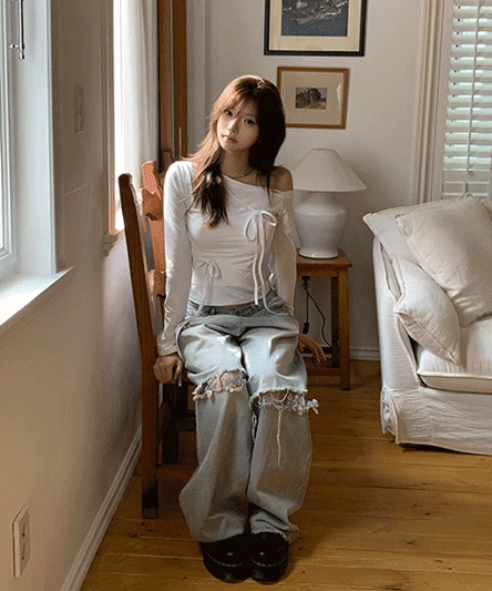 【🩶Easy and versatile】Ribbon Top 