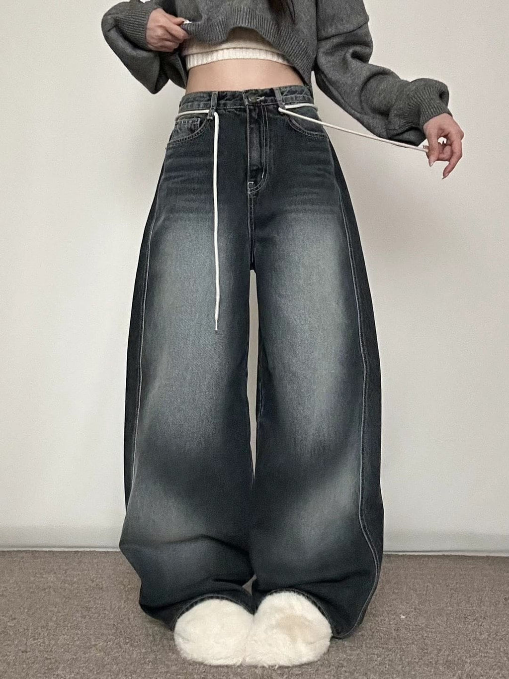 【Autumn/Winter ver.】String Balloon Wide Jeans 