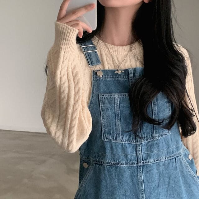 Autumn/Winter Color-Coated Cable Knit Tops