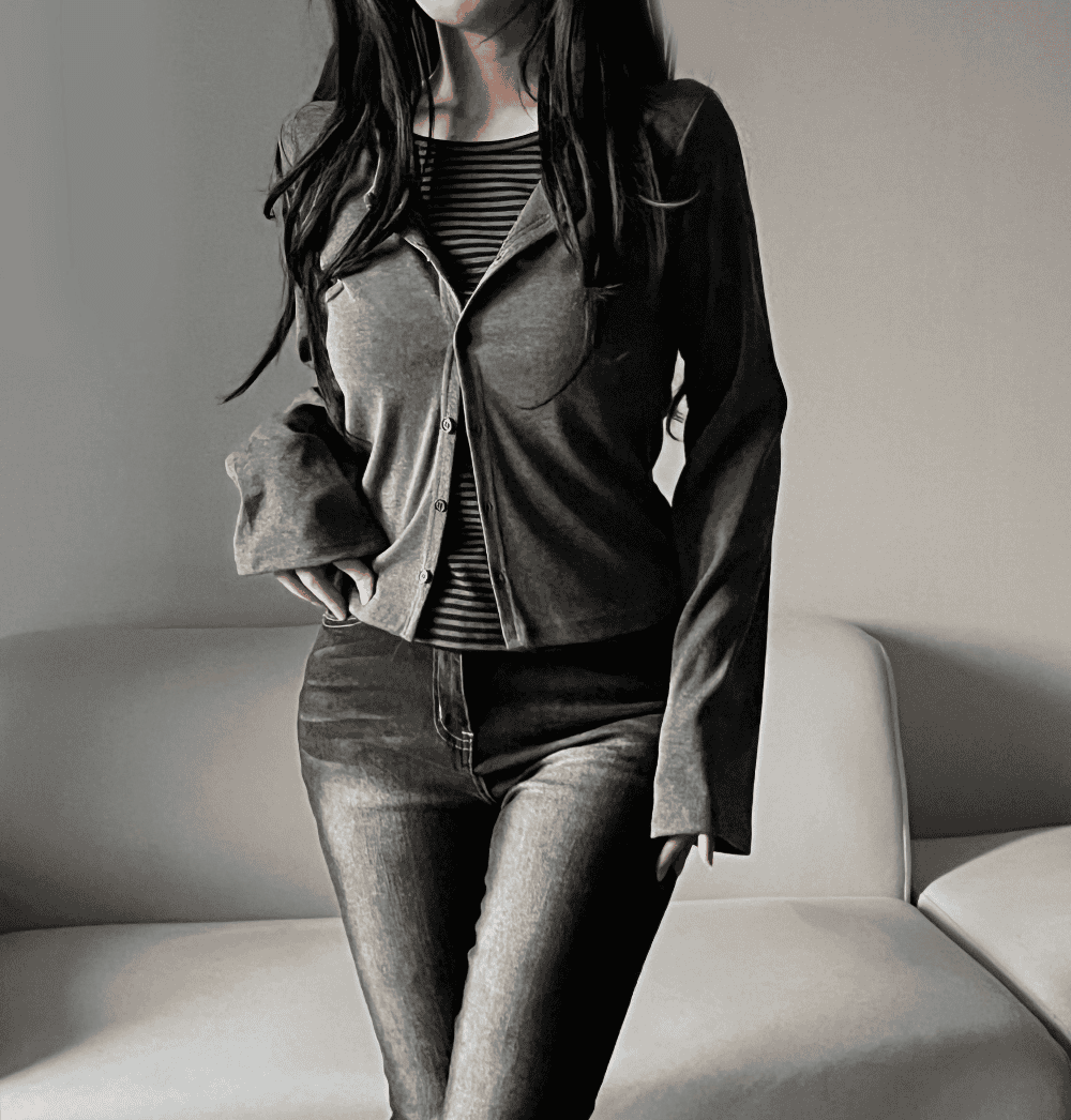 [Y2K Preppy Style] Stripe Layered Cardi Set 