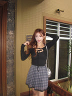 [Sweet and Salty] Chiffon Checked Mini Skirt 