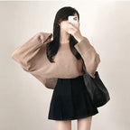 Orders surge! Basic loose-fitting knit long-sleeved shirt