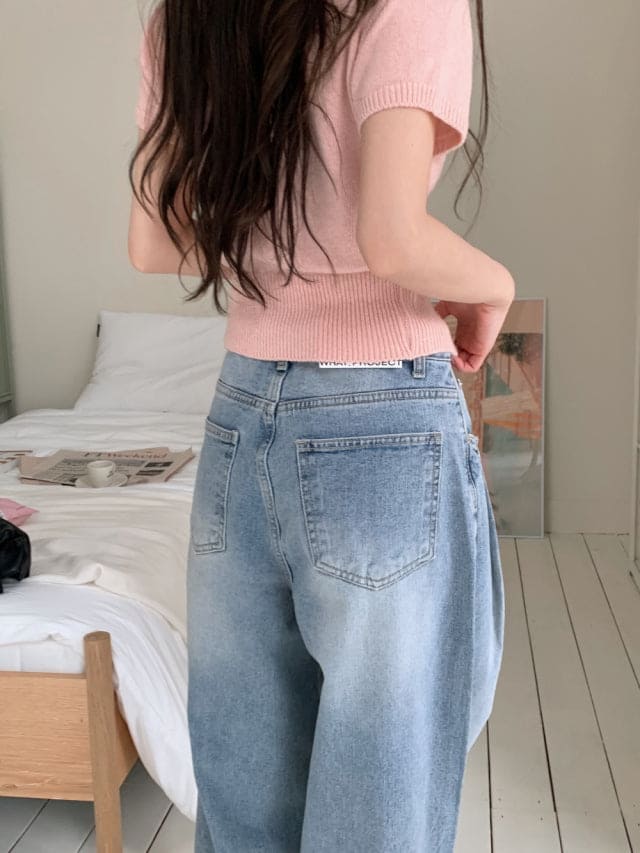 [Lazy Style] Pintuck Balloon Wide Denim