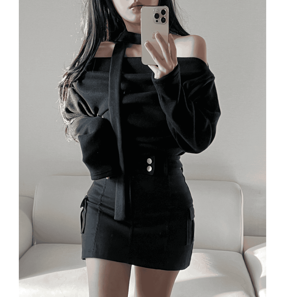 【Sweet Snowflakes】Off-Shoulder Tie Set 