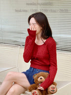 【🌷Soft】Pretzel Cable U-Neck Knit