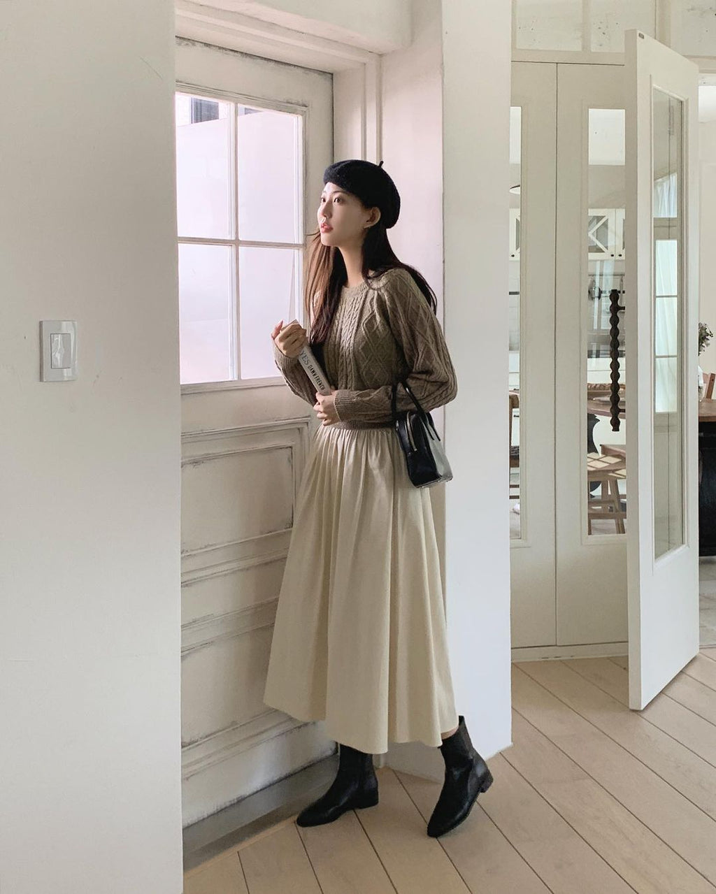 Autumn/Winter Color-Coated Cable Knit Tops