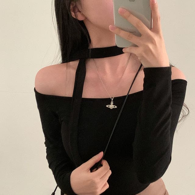 Tie Strap Off Shoulder Set 