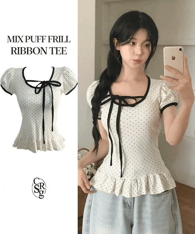 【🖤y​​2k hits】Dot Ruffles Top 