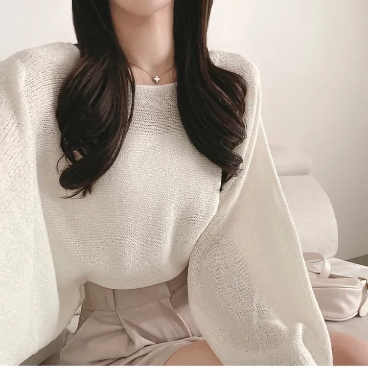 Orders surge! Basic loose-fitting knit long-sleeved shirt