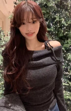 【🖤A Radiant Complexion for Your Date】Shoulder Shirring Knit 