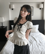 【🖤y​​2k hits】Dot Ruffles Top 