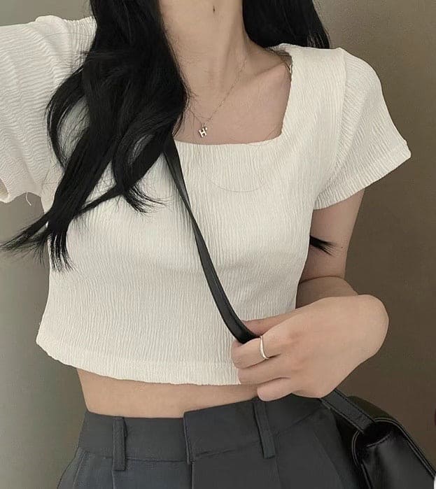 New gray-blue color! Wrinkle Crop Top 