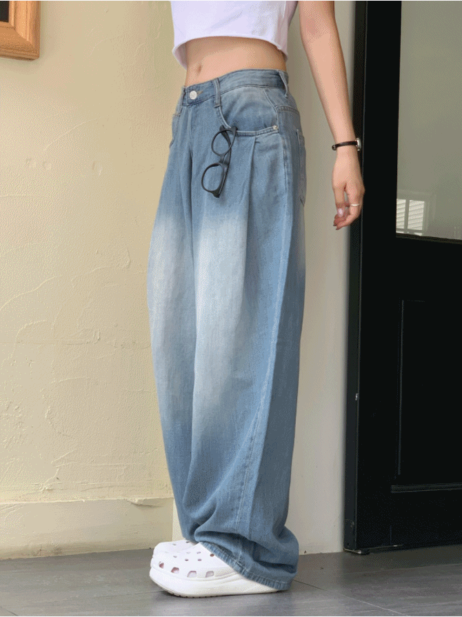 [Summer Fabric] Fresh Pintuck Wide Denim