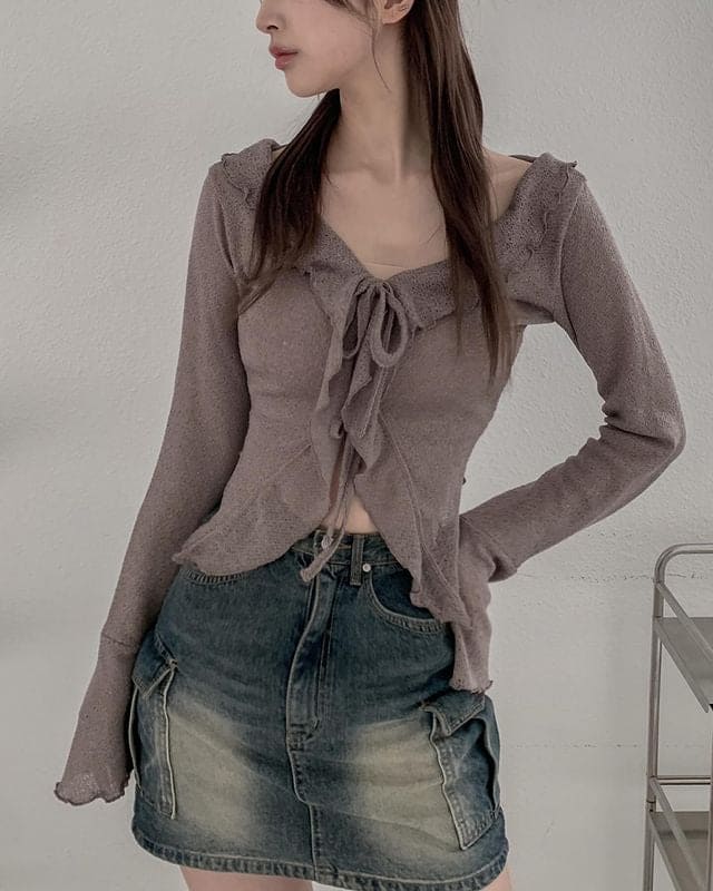 【🩶Korean Style Sexy】Ribbon Cardigan 