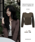 The colors are perfect! Fruit-patterned round neck cable knit cardigan 