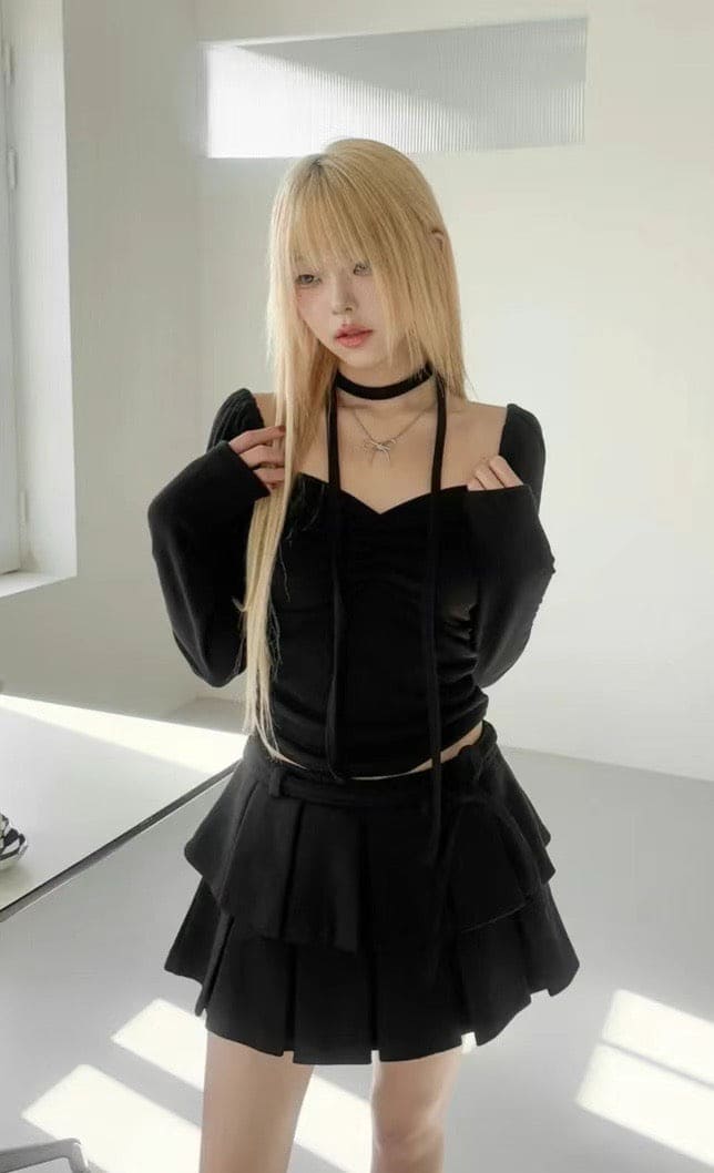 【🩶Sweet and Cool Hot Girl】Heart Shirring Scarf Set 